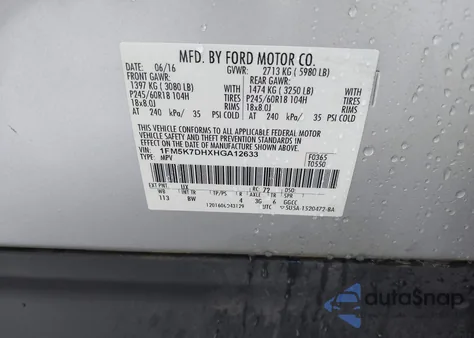 2017 Ford Explorer Xlt из США, поврежденный, VIN 1FM5K7DHXHGA12633